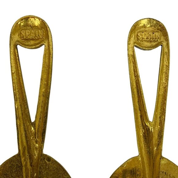 Vintage Gold Gilded Cast Metal Shiny Tassel Wall Decor Heavy Spain Design - Picture 6 of 6